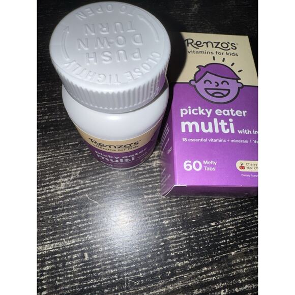 Renzo's Picky Eater Kids Multivitamin with Iron Cherry 60 Melty Tabs Exp 09/2027 - Picture 5 of 6
